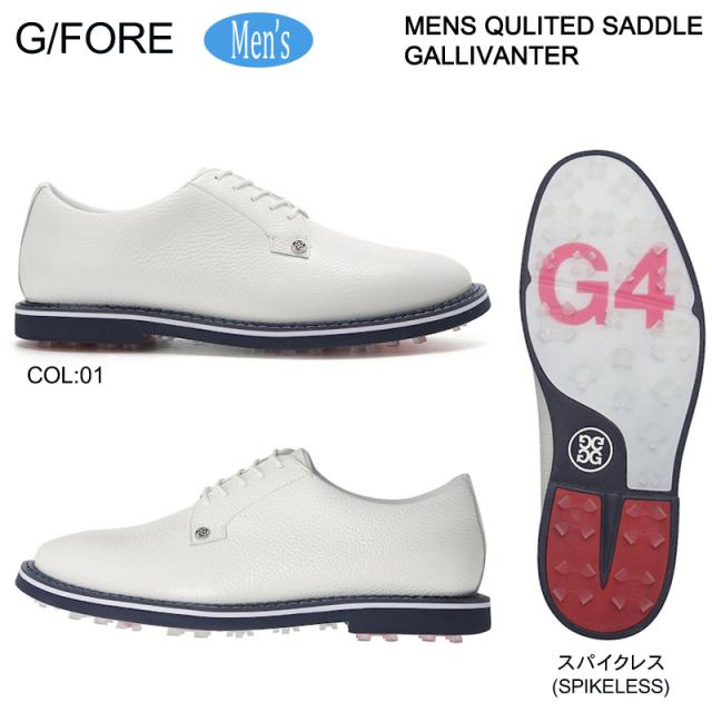 G/FORE GFORE ジーフォア 072404800 G4MC20EF01 メンズ 牛革 ゴルフシューズ スパイクレス 防水 紐靴 MENS QULITED SADDLE GALLIVANTER SPIKELESS