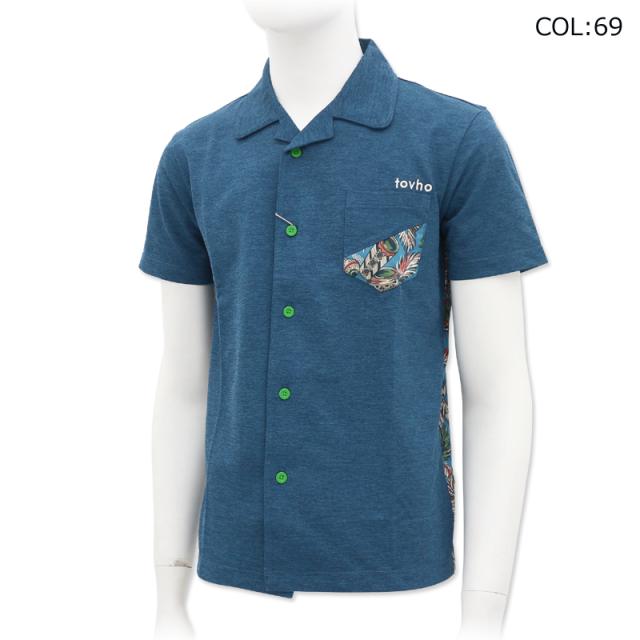 トヴホ tovho 21-185301 メンズ 半袖ポロシャツ アロハ切替シャツ