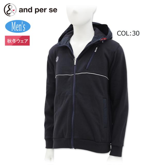 アンパスィ and per se AMF1124H1 メンズ ボンバーヒート フーディー ブルゾン ゴルフウェア スポーツウェア 秋冬