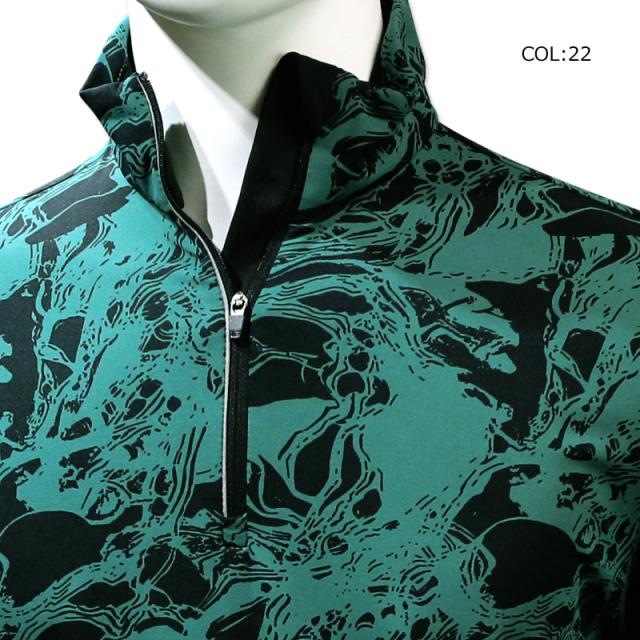 サイズ：46 CHERVO シェルボ 長袖ハーフジップTシャツ グレー系