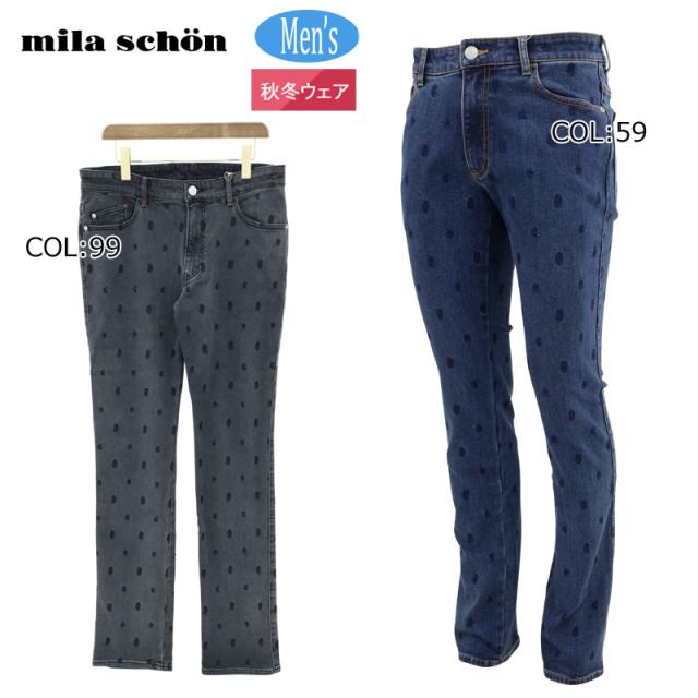 ミラショーン mila schon 7324440103 メンズ ロングパンツ 裏起毛 ジーンズ ゴルフウェア スポーツウェア 秋冬