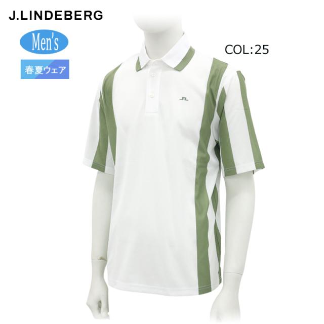 ジェイリンドバーグ J.LINDEBERG 071-21447 メンズ 半袖 ポロシャツ ストライプ 吸水 速乾 ゴルフウェア スポーツウェア 春夏