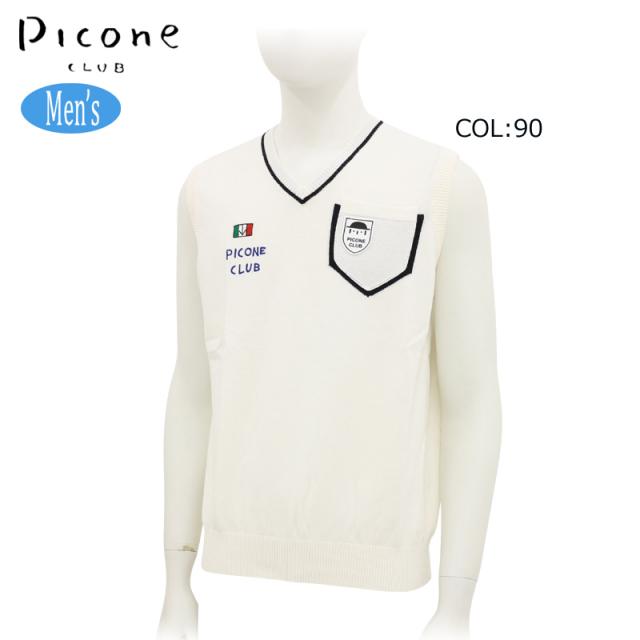 ピッコーネクラブ PICONECLUB C428904 メンズ ウールコットン Vネック ベスト ゴルフウェア スポーツウェア 春秋冬