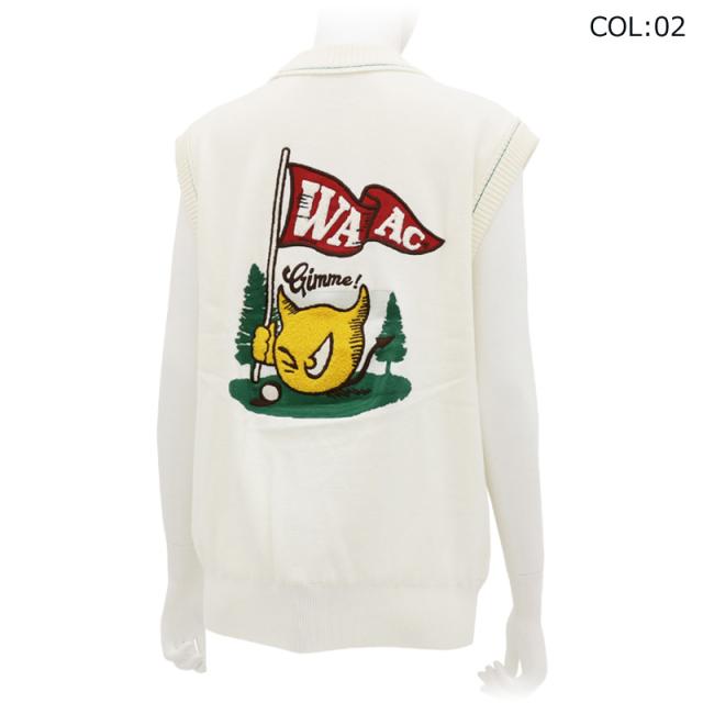 WAAC ワック 072334753 レディース ベスト ジレ 刺繍ベスト ゴルフウェア スポーツウェア 秋冬 WAAC ワック 072334753 レディース ベスト ジレ 刺繍ベスト ゴルフ