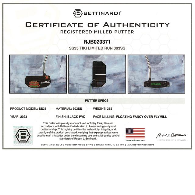 ベティナルディ(BETTINARDI) 2023年 世界限定550本 SS35 TIKI LIMITED