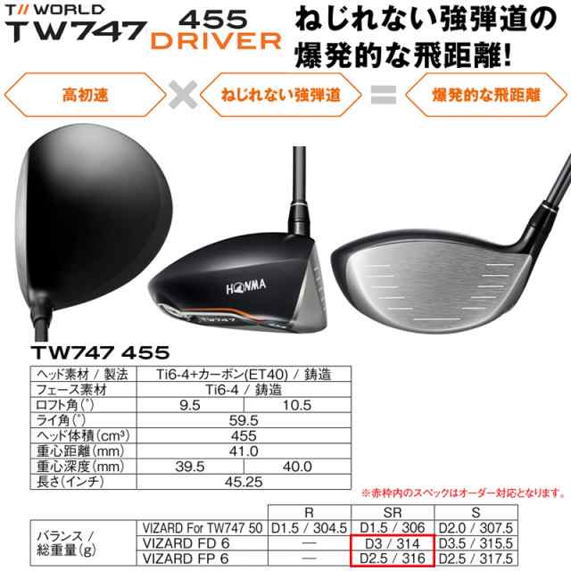 本間ゴルフ(ホンマ/HONMA) ツアーワールド TW747 455 ドライバー (9.5