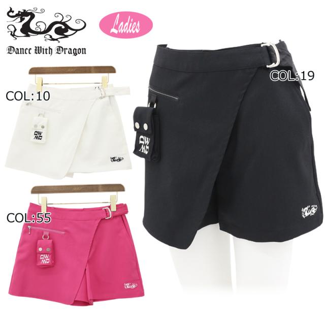 ダンスウィズドラゴン Dance With Dragon D2-434332 レディース ショートパンツ カバーベルト付き ストレッチ ゴルフウェア スポーツウェア 春夏秋