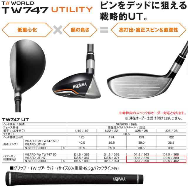 本間ゴルフ(ホンマ/HONMA) ツアーワールド TW747 ユーティリティ (U19 ...