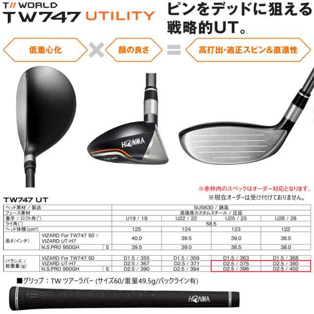 本間ゴルフ(ホンマ/HONMA) ツアーワールド TW747 ユーティリティ (U19