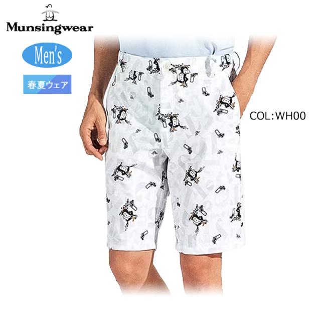2025年春夏モデル マンシングウェア Munsingwear MG5SHP52M メンズ ハーフパンツ ペンギン総柄プリント ゴルフウェア スポーツウェア 春夏