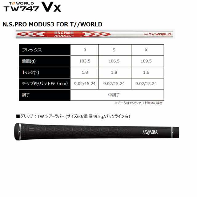 本間ゴルフ(ホンマ/HONMA) ツアーワールド TW747Vx 単品アイアン 右用 N.S.PRO MODUS3 FOR T//WORLD  スチールシャフトの通販はau PAY マーケット - ファーストステージ