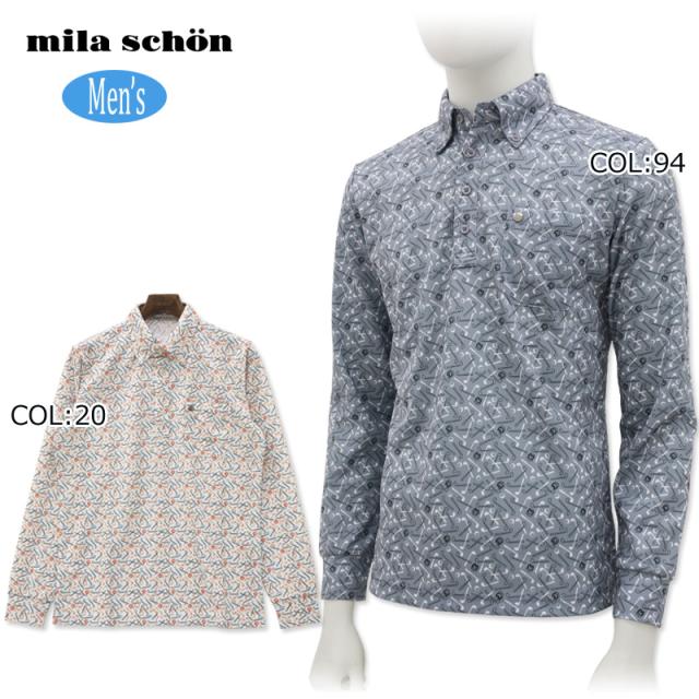 ミラショーン milaschon 7334373117 メンズ 長袖シャツ UVケア加工 吸水速乾 ゴルフウェア スポーツウェア 春夏秋