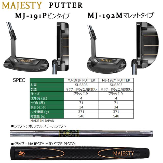 マジェスティ(MAJESTY) PUTTER【MJ-191P/ピンタイプ、MJ-192M/マレットタイプ】名匠 杉山健三監修 右用 34インチ スチールシャフト_8