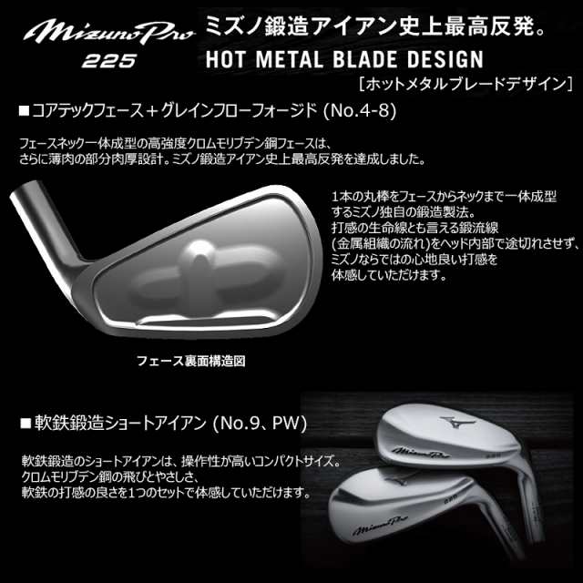 ミズノ(MIZUNO) Mizuno Pro 225 アイアン 6本組 (#5-#9.PW) 右用 N.S. ...