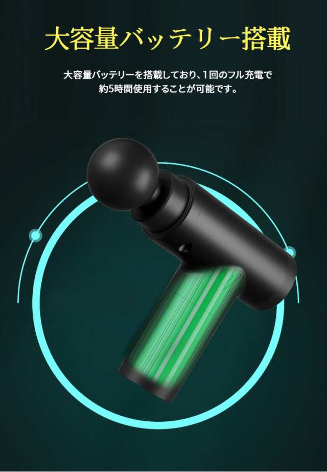 筋膜リリースガン マッサージガン 全身 充電式 コードレス 大容量 静音