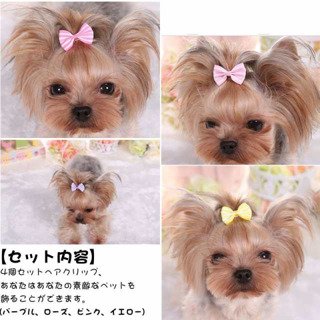 4点セット 犬 ヘアアクセサリー アクセサリー お出掛け ペット リボン 可愛い 猫用 ヘアアクセサリー ヨークシャーテリア シーズー ポメ｜au  PAY マーケット