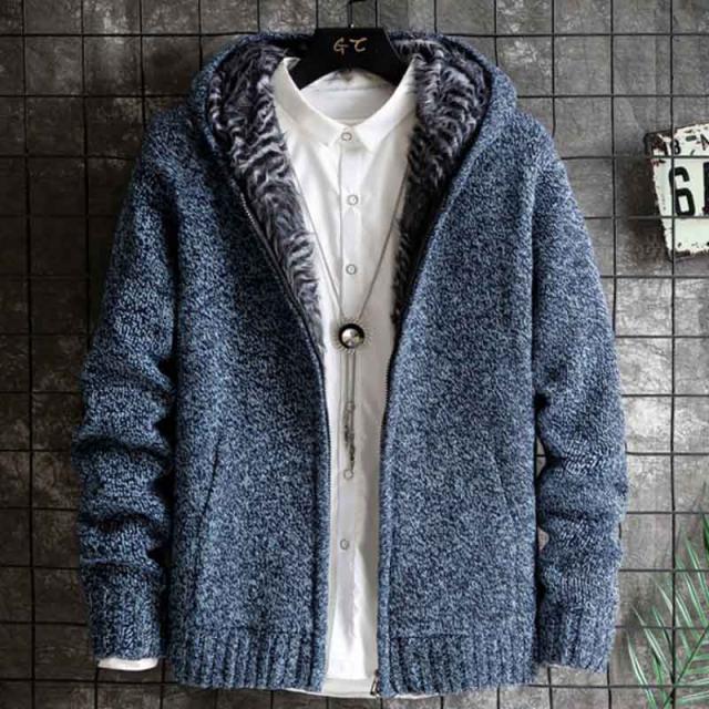 新型 カーディガン 裏起毛 メンズ ニット セーター ジップアップパーカーフード付き 裏ボア パーカー ニットジャケット ニットパーカー の通販はau Pay マーケット もも屋