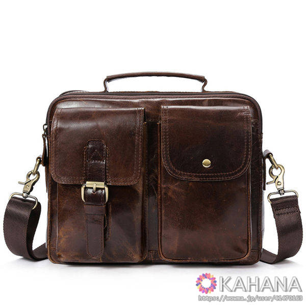 ショルダーバッグ メンズ 本革 大容量 高級 最新ステッチ改良 耐久性アップ ワンショルダーバッグ 斜め掛け レザー カジュアル 通勤iの通販はau Pay マーケット Kahana