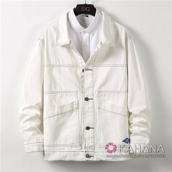 デニムジャケット メンズ シャツジャケット はおり Gジャン デニム ライトアウター 黒 白 お兄系の通販はau Pay マーケット Kahana