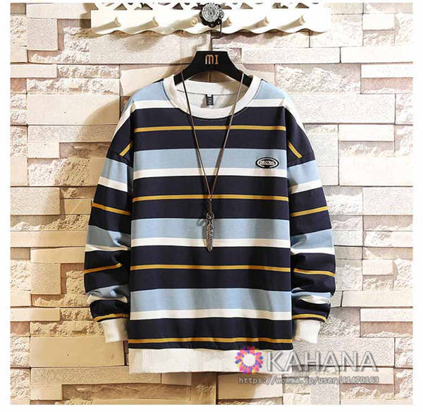 トレーナー メンズ プルオーバー スウェット ボーダー 長袖 トップス 秋服 メンズファッション カジュアルの通販はau Pay マーケット Kahana