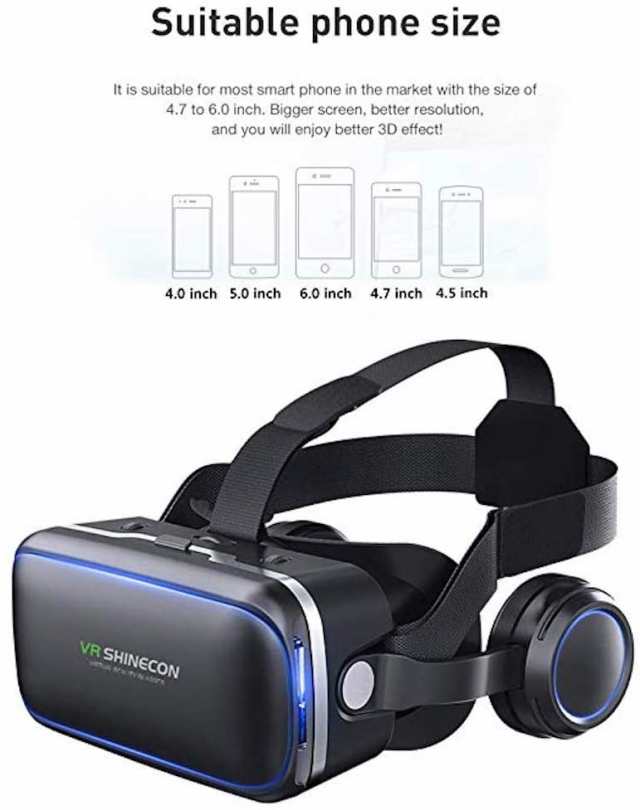 VRゴーグル 3D VRヘッドセット iPhone androidスマホ用 VRヘッド VRゴーグル 3D VRヘッドセット iPhone androidスマホ用 VRヘッド