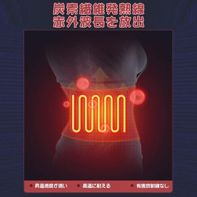 電熱腰ベルト 腰あたため 70℃・63℃・56℃ 遠赤外線加熱 電気 ヒーター
