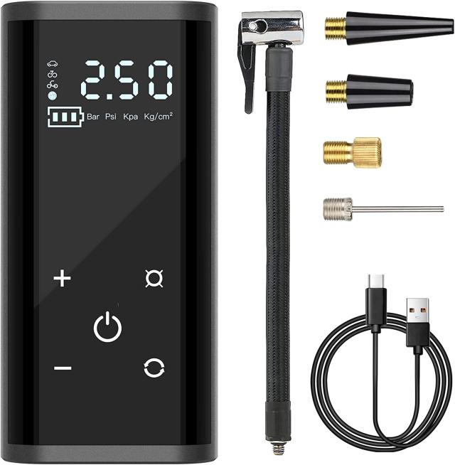 空気入れ 電動 初心者でも 全バルブ 自動車 バイク 自転車 ボール 浮き輪 対応 軽量 小型 携帯 充電式 エアーポンプ 自動停止 LEDライト日本語説明書付きの通販は