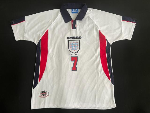 イングランド代表　サッカーユニフォーム　　デビッド・ベッカム　背番号7 96-97 イングランド No.7 ベッカム イングランド代表 サッカー
