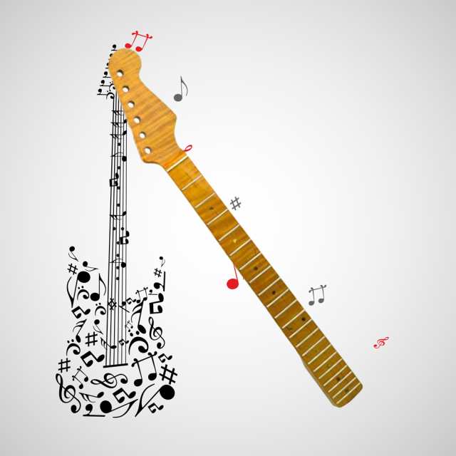 トラ杢メイプルネック STストラトタイプ交換用ネック ギターパーツ