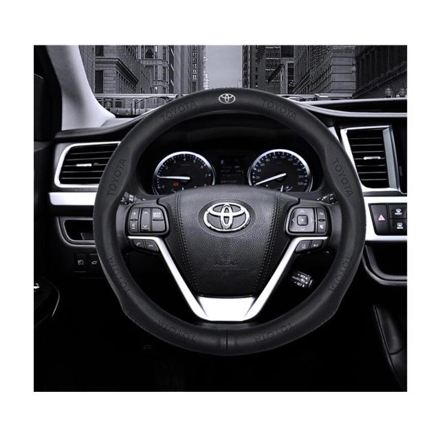 送料無料 TOYOTA トヨタ ハンドルカバー 車内装 Mサイズ カーアクセサリ [並行輸入品] 牛革 ロゴ刺繍 ｜au PAY マーケット