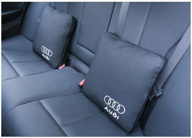 送料無料 新品 アウディ Audi クッション＆布団 2way 毛布 本革レザー 2個 車内装 車用 カーアクセサリ