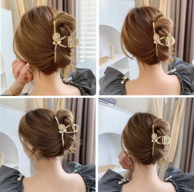 メタルサンフラワーヘアクリップ クロス バンスクリップ ライン