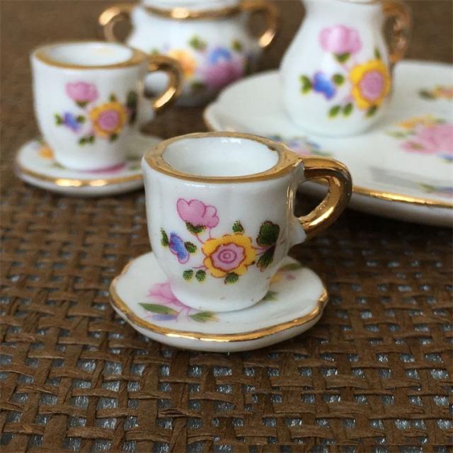 ミニチュア 雑貨 ティーセット ローズティーセット ポット お茶セット