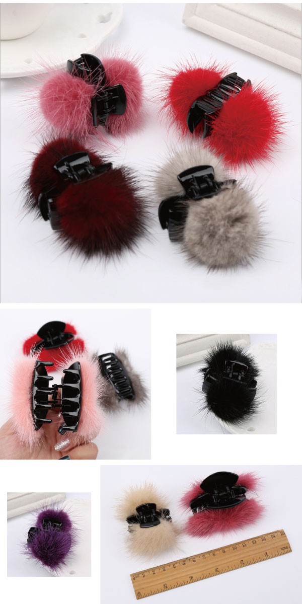 ハンドメイドファーバンスクリップFancyパープルギンガム