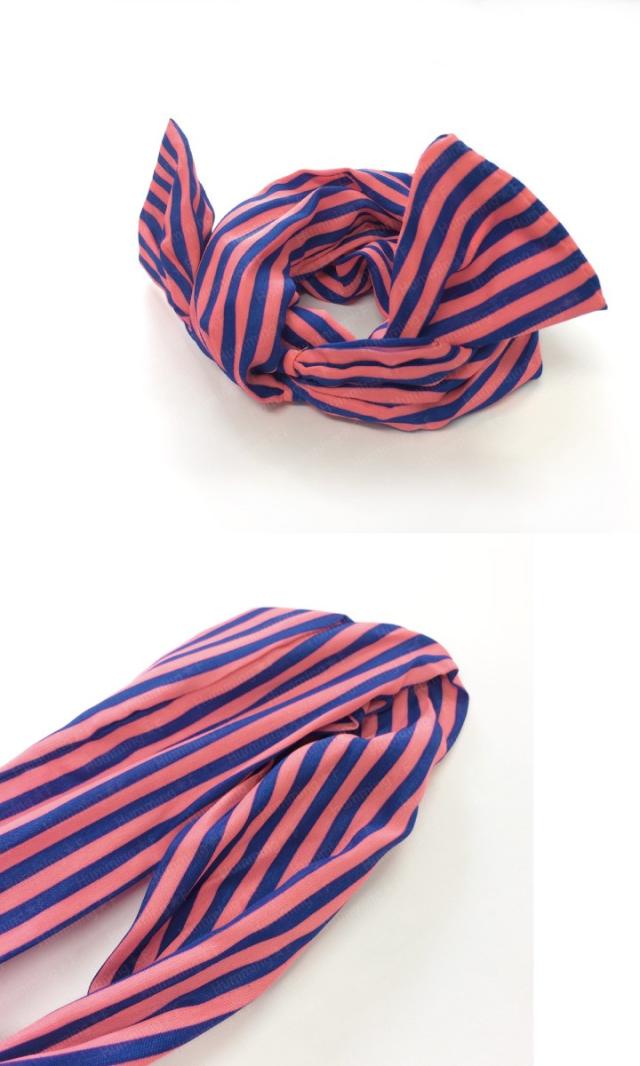 シフォン ワイヤー カチューシャ ストライプ ボーダー リボン