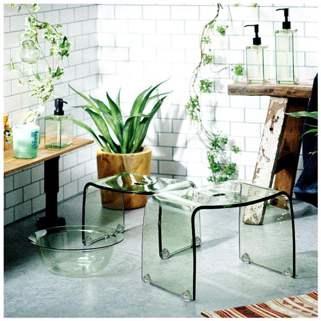 アクリル薔薇柄バスチェア バスベール ソープディッシュお風呂セット