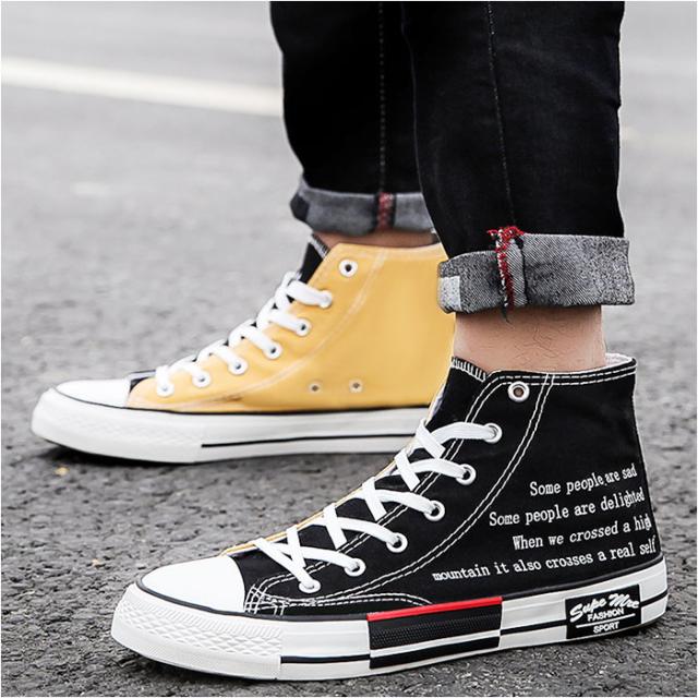 レースアップカジュアルシューズ メンズ ハイカット靴 軽量 通気 スニーカー クッション性 コンフォート ランニングシューズ メンズスニーカー 運動靴 スニーカー メンズ キャンバス 紳士靴 ハイカット 編み上げ レース