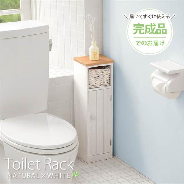 トイレ 収納 コンパクト 通販 MTR-6437 トイレラック スリム 完成品 トイレ収納 コーナーラック スリムラック 収納棚 扉 サニタリーラック おしゃれ バスケット付き 幅19×奥行16×高さ62cm トイレ用品 サニタリー収納 収納家具 インテリア_1