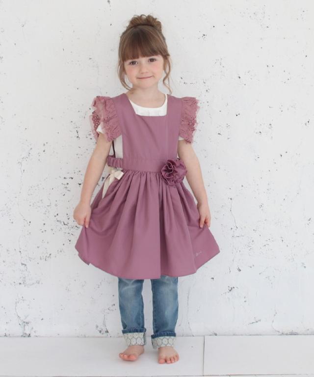 エプロンドレス 子ども 通販 エプロン ドレス 子供 5013-19-55 エプロンワンピース ワンピース フリル キッズ 女の子 レース リボン 撥水 かわいい オシャレ 可愛い おしゃれ コサージュ付き 子ども服 子供服 キッズファッション