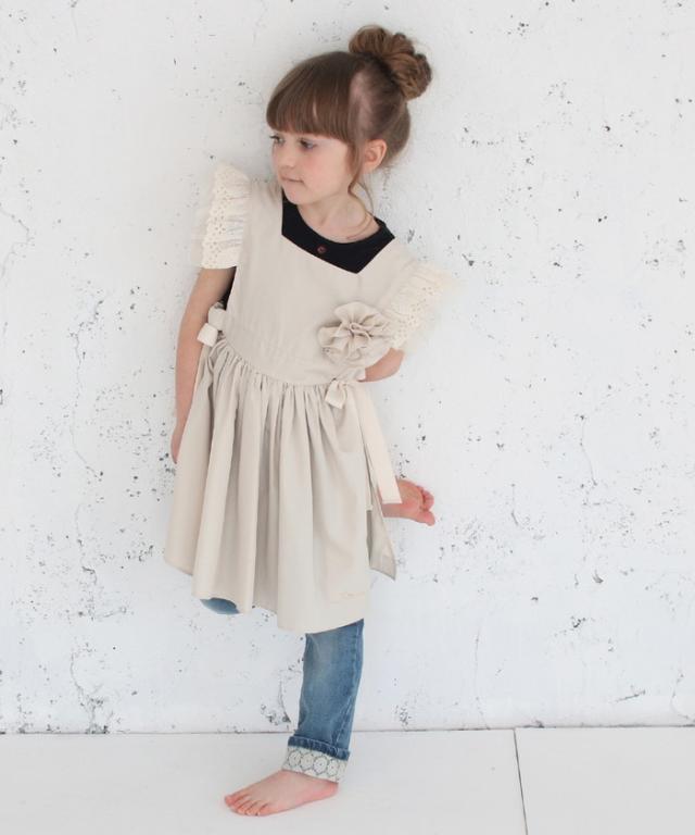 エプロンドレス 子ども 通販 エプロン ドレス 子供 5013-19-55 エプロンワンピース ワンピース フリル キッズ 女の子 レース リボン 撥水 かわいい オシャレ 可愛い おしゃれ コサージュ付き 子ども服 子供服 キッズファッション