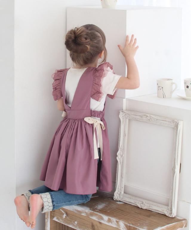 エプロンドレス 子ども 通販 エプロン ドレス 子供 5013-19-55 エプロンワンピース ワンピース フリル キッズ 女の子 レース リボン 撥水 かわいい オシャレ 可愛い おしゃれ コサージュ付き 子ども服 子供服 キッズファッション