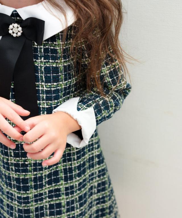 Rora ワンピース 通販 パハリータ ブローチ付きワンピース 子供服 ワンピ 長袖 フォーマルワンピース ツイード リボン 女の子 キッズ 子供 こども 子ども 入園 卒園 入学 結婚式 パーティー おしゃれ かわいい オシャレ 可愛い オールインワン 子ども服 キッズファッション_4