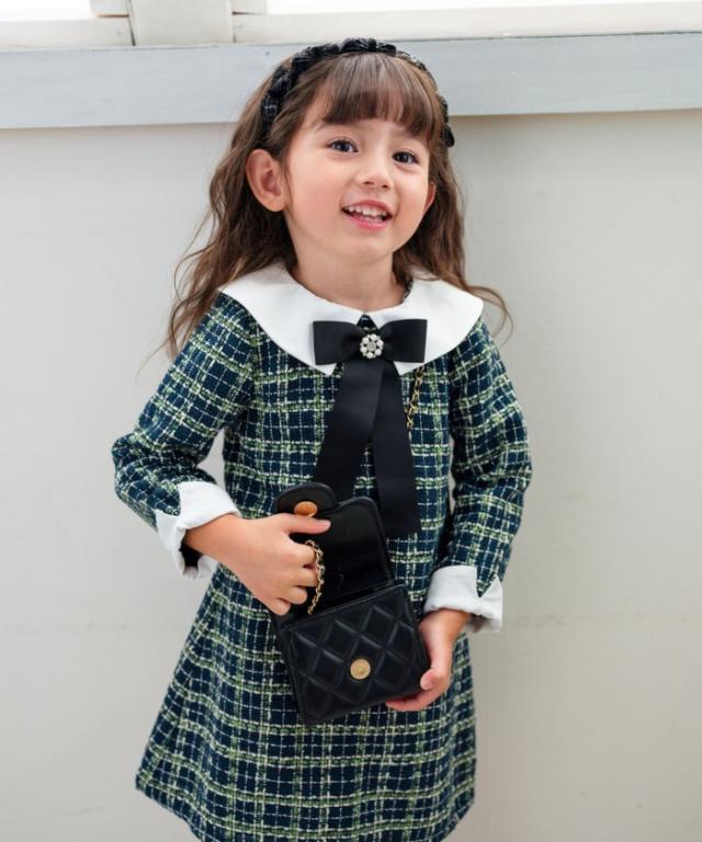 Rora ワンピース 通販 パハリータ ブローチ付きワンピース 子供服 ワンピ 長袖 フォーマルワンピース ツイード リボン 女の子 キッズ 子供 こども 子ども 入園 卒園 入学 結婚式 パーティー おしゃれ かわいい オシャレ 可愛い オールインワン 子ども服 キッズファッション_7
