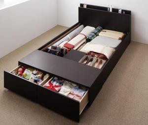 【フレームカラー:ダークブラウン】連結ファミリー収納ベッド ベッドフレームのみ Bタイプ シングル ※組立設置付※の通販は 166,244円