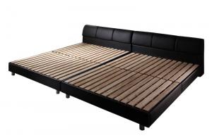 【フレームカラー:ブラック】モダンデザインレザーベッド ベッドフレームのみ すのこタイプ ワイドK280 ※組立設置付※の通販は 160,605円