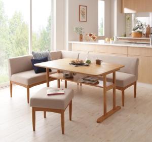 【ソファカラー:ベージュ】ダイニングセット（テーブル&ソファ スツール） コンパクトリビングダイニングセット 4人 4点セット(テーブル+ソファ1脚+アームソファ1脚+スツール1脚) 左アーム W120の通販は