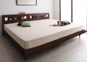 棚・コンセント・ライト付きデザインすのこベッド プレミアムポケットコイルマットレス付き ワイドK300 組立設置付の通販は 122,252円