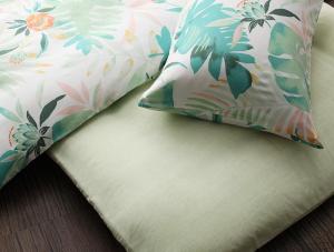 【メインカラー:リーフグリーン】掛け布団カバー 布団カバーセット 南国リゾートボタニカルデザイン テンセル混カバーリング 布団カバーセット 和式用 シングル3点セットの通販は 7,194円