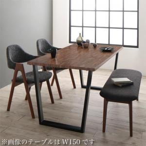 【チェアカラー:チャコールグレー2脚】ダイニングセット（テーブル&ベンチ チェア） 古木風×スチール脚ナチュラルモダンデザインダイニング 4人 4点セット(テーブル+チェア2脚+ベンチ1脚) WBR W120の通販は