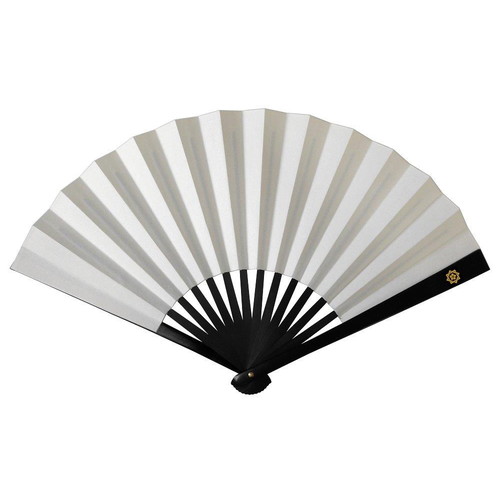 【鉄扇8寸/白坂本龍馬 家紋入 T S-W /龍馬(全長24cm)】